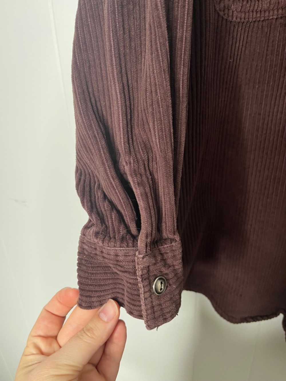 VTG Wide Wale Corduroy Button-Up Shirt Jacket in Brown 100% Cotton Women's L - Picture 3 of 6